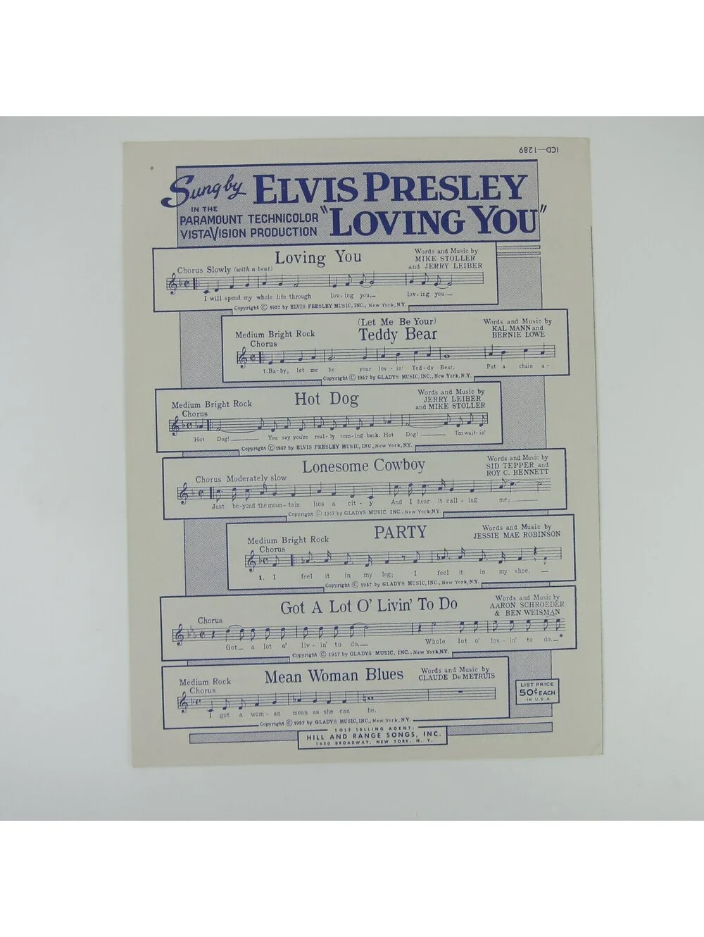 Sheet Music Loving You Elvis Presley Jerry Leiber Mike Stoller Vintage 1957